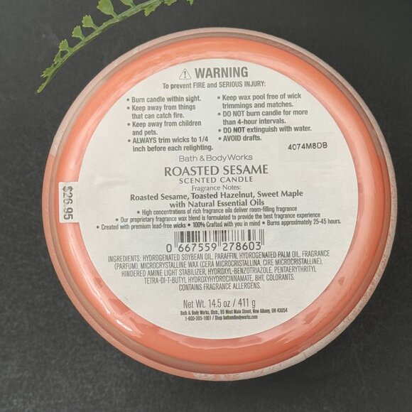 BBW Roasted Sesame Bath & Body Works 3 Wick Candle - Picture 10 of 10